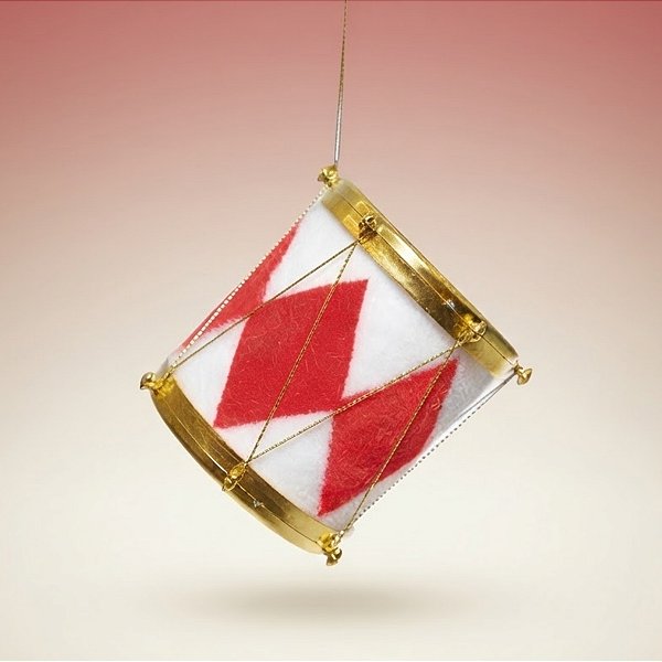 Enfeite para Pendurar de Natal - Tambor Branco e Vermelho - 7x8x7cm - 1 unidade - Cromus - Rizzo