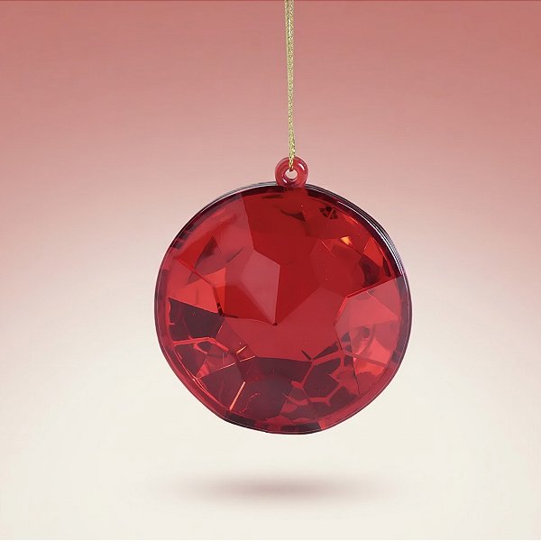 Enfeite para Pendurar de Natal - Joia Redonda Vermelha - 6x6x2,5cm - 1 unidade - Cromus - Rizzo
