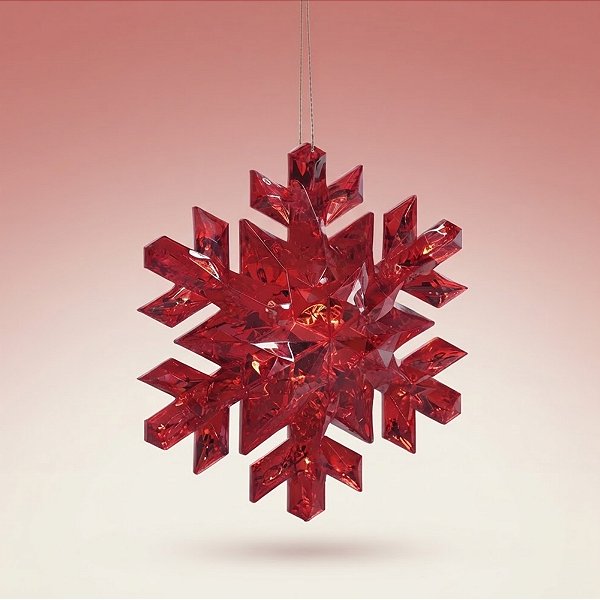 Enfeite para Pendurar de Natal - Floco de Neve - Vermelho - 13x13x4cm - 1 unidade - Cromus - Rizzo