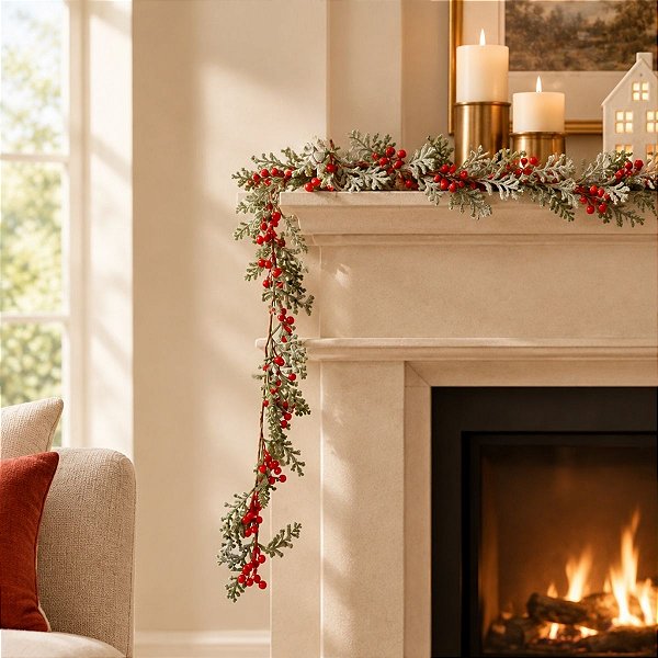 Galho Decorativo de Natal - Vermelho - 1,35m  - 1 unidade - Cromus - Rizzo