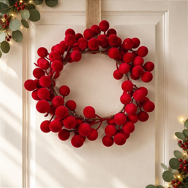 Guirlanda de Natal - Berry - Borgonha - 35cm - 1 unidade - Cromus - Rizzo