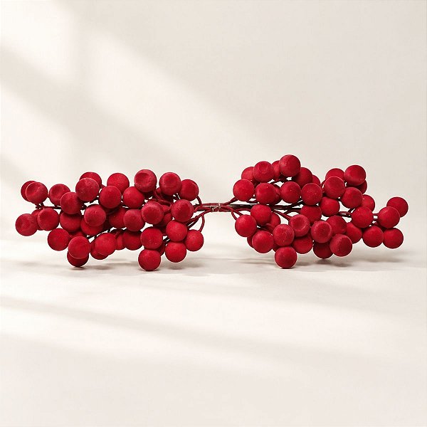 Galho Decorativo de Natal - Berry Veludo - Borgonha - 59cm - 1 unidade - Cromus - Rizzo