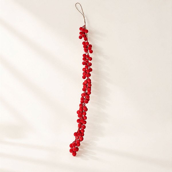 Galho Decorativo de Natal - Borgonha com Poa Veludo - 1,2m  - 1 unidade - Cromus - Rizzo