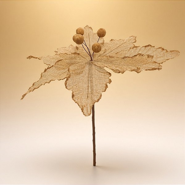 Poinsétia Decorativa - Ouro Vazado - 25x25x24cm - 1 unidade - Cromus - Rizzo