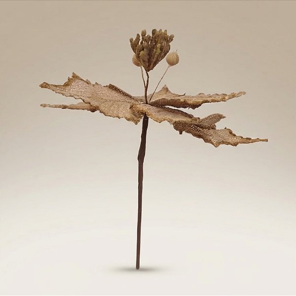 Poinsétia Decorativa - Bege Vazado - 22x26x23cm - 1 unidade - Cromus - Rizzo
