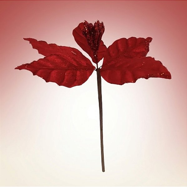 Poinsétia Decorativa - Veludo Vermelho - 18x16x18cm - 1 unidade - Cromus - Rizzo