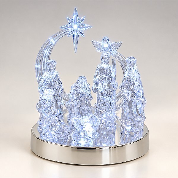 Enfeite Decorativo de Natal com Som e LED - Presépio de Natal - 18,5x19x13cm - 1 unidade - Cromus - Rizzo