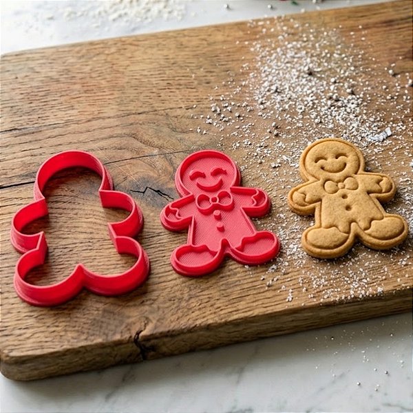 Cortador + Carimbo - Boneco Gingerbread - Ref. 1089 - 7x5,5cm - 1 unidade - RR Cortadores - Rizzo