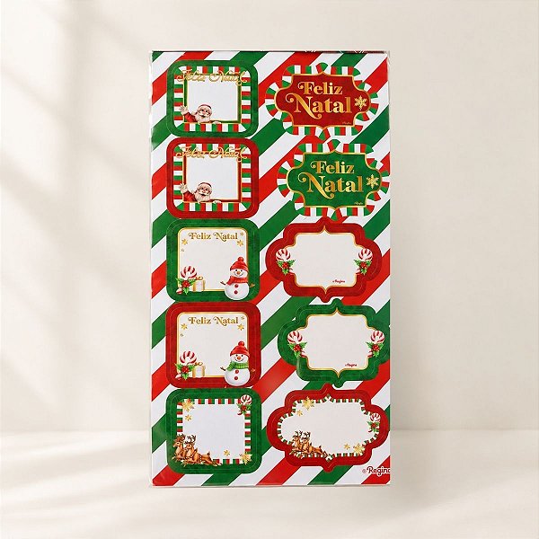 Etiqueta Adesiva Decorativa de Natal - 6,4x4,8cm x 4,5x4,5cm - 10 unidades - Regina - Rizzo