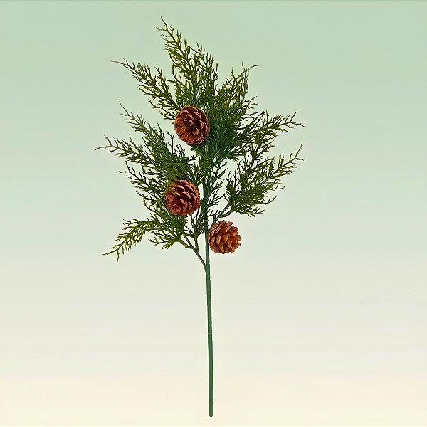Galho Decorativo de Natal - Pinha e Folhas - 50x30x7cm - 1 unidade - Cromus - Rizzo