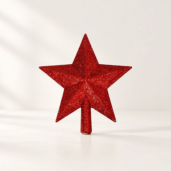 Topo de Árvore Ponteira - Estrela Glitter - Vermelha - 20cm - 1 unidade - Rizzo