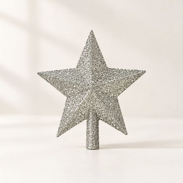 Topo de Árvore Ponteira - Estrela Glitter - Prata - 20cm - 1 unidade - Rizzo