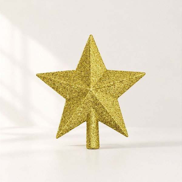 Topo de Árvore Ponteira - Estrela Glitter - Dourada - 20cm - 1 unidade - Rizzo