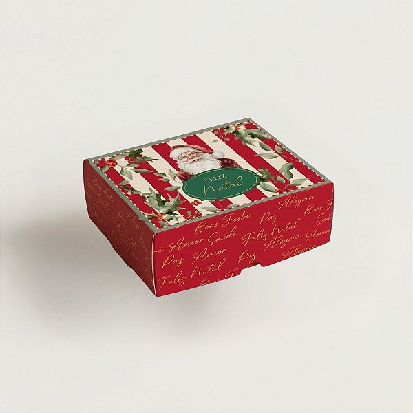 Caixa para 4 Doces - Natal Afetivo - Vermelho - 8x8x4cm - 10 unidades - Cromus - Rizzo