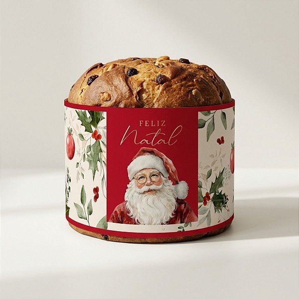 Cinta para Panetone 500g - Natal Afetivo - Vermelho - 47x10cm  - 10 unidades - Cromus - Rizzo