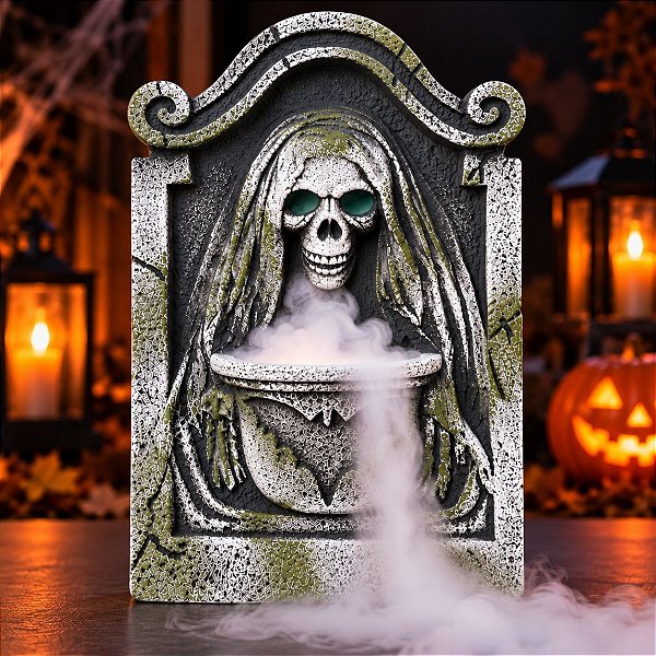 Enfeite Decorativo de Halloween - Lapide Solta Fumaça - 55cm - 1 unidade - Cromus - Rizzo