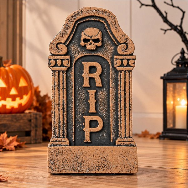 Enfeite Decorativo de Halloween - Lapide Rip Envelhecido - 30cm - 1 unidade - Cromus - Rizzo