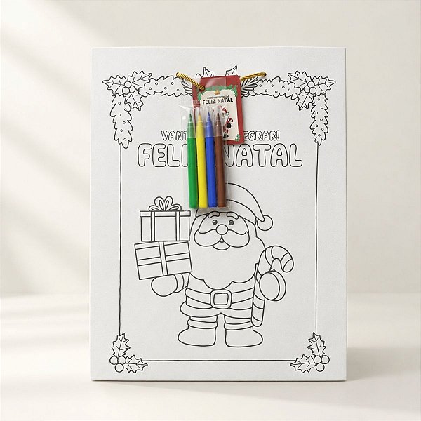 Sacola de Papel de Natal para Colorir com Canetinhas - Alegrar - 24x31x12cm - 1 unidade - Rizzo