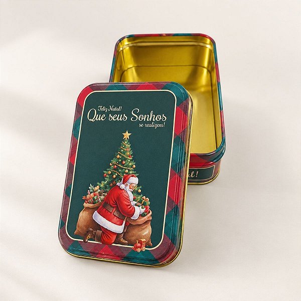 Lata de Metal de Natal - Sonhos - 12,65x8,85x4,5cm - 1 unidade - Rizzo