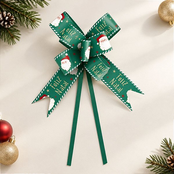 Laço Pronto - Presentes do Noel - Verde - 2,2x42cm - 10 unidades - Cromus - Rizzo