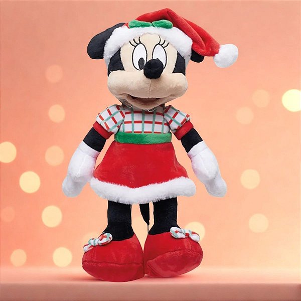 Pelúcia Minnie Mouse de Natal - Verde e Vermelha - 30cm - Disney Original - 1 unidade - Cromus - Rizzo