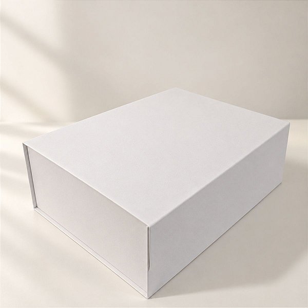 Caixa de Papel Rígido Retangular com Imã - Branco - GG 26x34x13cm - 1 unidade - Cromus - Rizzo