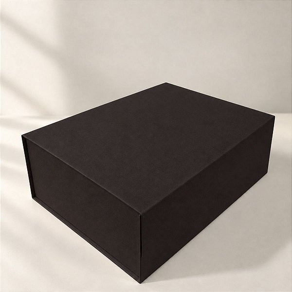 Caixa de Papel Rígido Retangular com Imã - Preto - GG 26x34x13cm - 1 unidade - Cromus - Rizzo