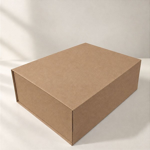 Caixa de Papel Rígido Retangular com Imã - Kraft - GG 26x34x13cm - 1 unidade - Cromus - Rizzo