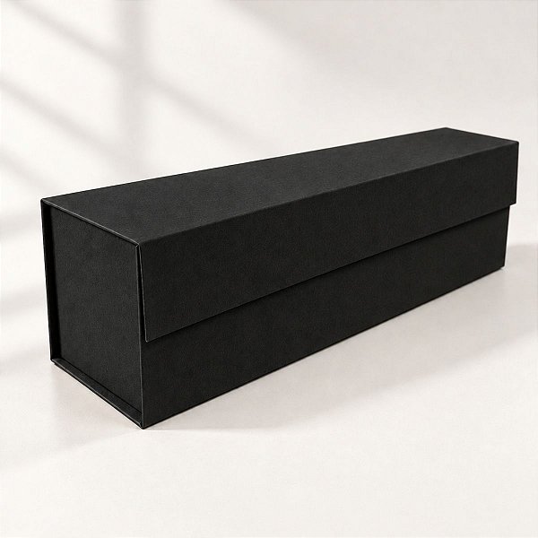 Caixa de Papel Rígido para Garrafa Retangular com Imã - Preto - 9,5x34x9cm - 1 unidade - Cromus - Rizzo
