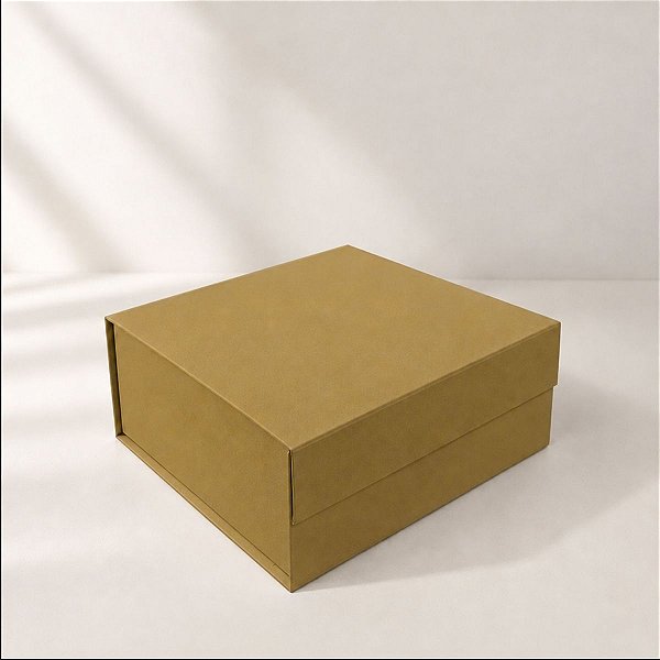 Caixa de Papel Rígido Retangular com Imã - Ouro Fosco -  P 19x21x9cm - 1 unidade - Cromus - Rizzo