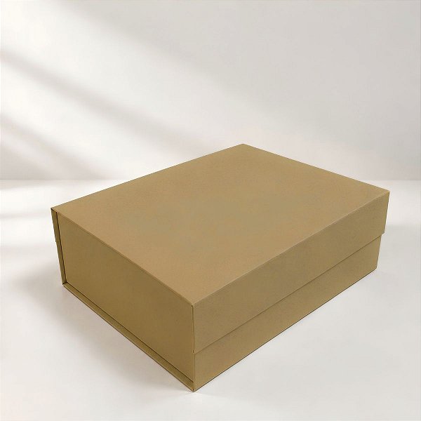 Caixa de Papel Rígido Retangular com Imã - Ouro Fosco - M 19x26x9cm - 1 unidade - Cromus - Rizzo