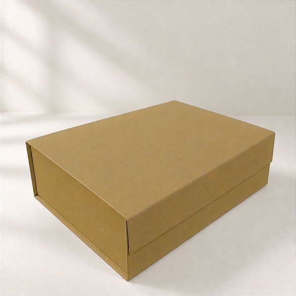 Caixa de Papel Rígido Retangular com Imã - Ouro Fosco - G 22x30x9,3cm - 1 unidade - Cromus - Rizzo