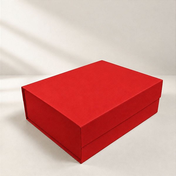 Caixa de Papel Rígido Retangular com Imã - Vermelho - M 19x26x9cm - 1 unidade - Cromus - Rizzo