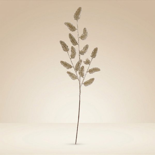 Galho Decorativo de Natal - Champagne com Glitter - 70x23x4cm - 1 unidade - Cromus - Rizzo