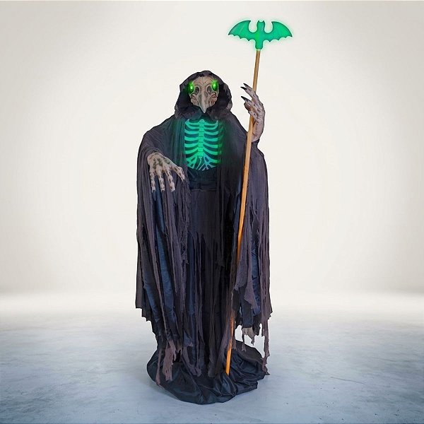 Enfeite Decorativo de Halloween com Som, Luz e Movimento - Corvo Caveira Blade - 2,7m - 1 unidade - Cromus - Rizzo
