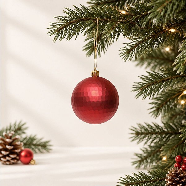 Bola de Natal - Vermelho Fosco - 8cm - 6 unidades - Cromus - Rizzo