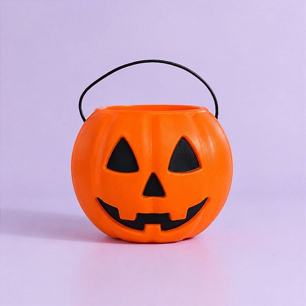 Baldinho de Halloween com Alça - Abóbora Laranja - 15x12cm - 1 unidade - Rizzo