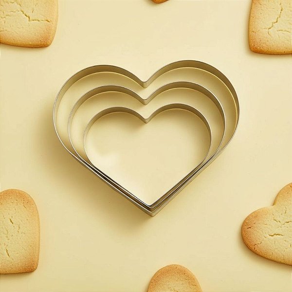 Cortador Kit Coração com 3 pçs Ref. 044 RR Cortadores Rizzo Confeitaria