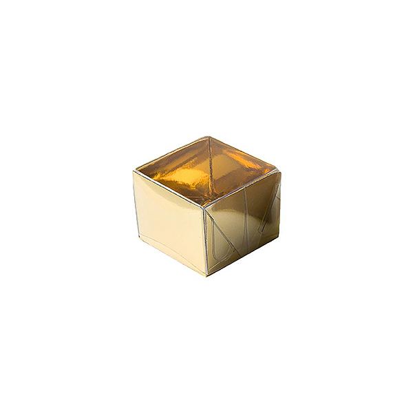 Caixa para 1 Doce com Tampa Transparente Nº 10 Dourada - 4,5cm x 4,5cm x 3,5cm - 10 unidades Assk Rizzo Confeitaria