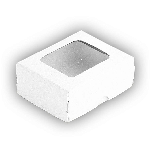Caixa Doces com Visor S0 Branca - 6cm x 5cm x 2,5cm - 10 unidades Assk Rizzo Confeitaria
