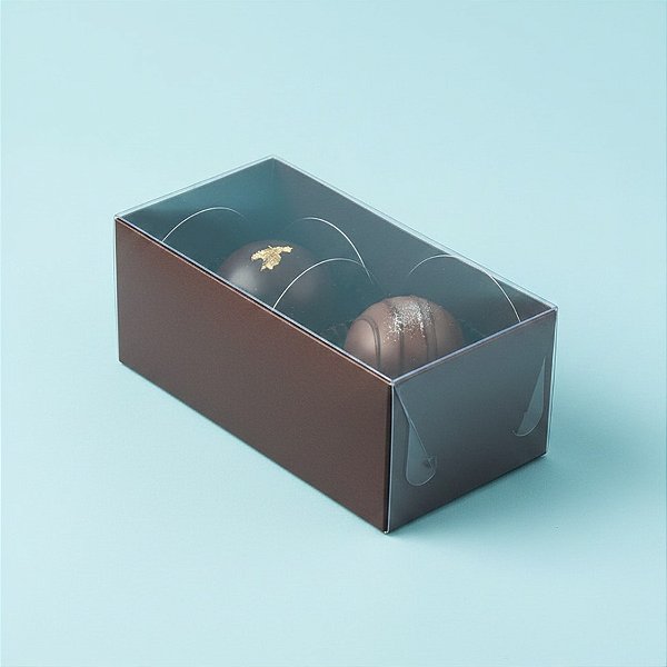 Caixa 2 Doces com Tampa Transparente Nº 2 (8,5cm x 4cm x 3,5cm) Marrom - 10 unidades - Assk - Rizzo