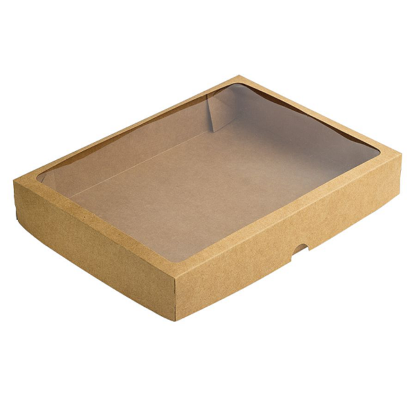 Caixa de Papel com Visor S10 (22cm x 29cm x 4,5cm) Kraft 10 unidades Assk Rizzo Confeitaria