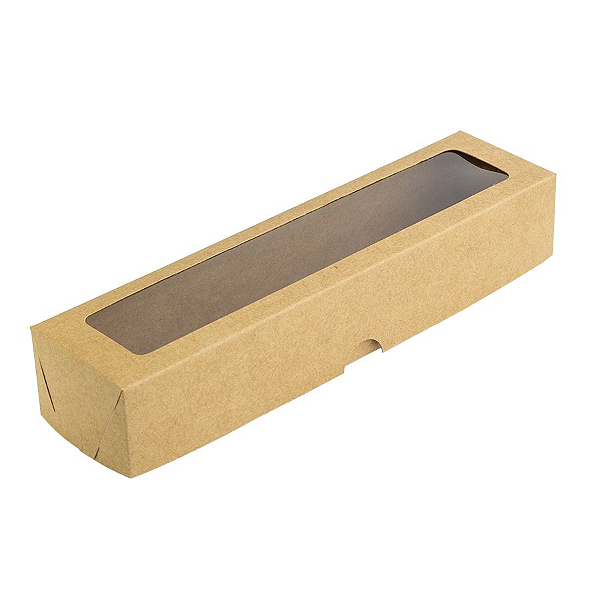 Caixa de Papel com Visor S13 (5,5cm x 23cm x 4cm) Kraft 10 unidades Assk Rizzo Confeitaria