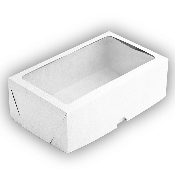 Caixa de Papel com Visor S17 (25cm x 15cm x 8cm) Branca 10 unidades Assk Rizzo Confeitaria