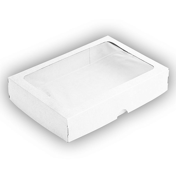 Caixa de Papel com Visor S4 (14cm x 20cm x 4cm) Branca 10 unidades Assk Rizzo Confeitaria