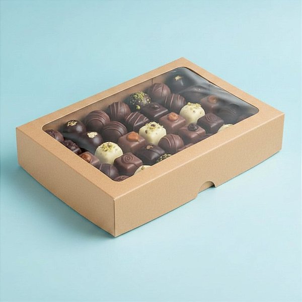 Caixa com Visor S4 (14cm x 20cm x 4cm) Kraft - 10 unidades - Assk - Rizzo Embalagens