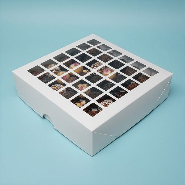 Caixa com Visor Vazada S3 (14cm x 14cm x 4cm) Branca - 10 unidades - Assk - Rizzo