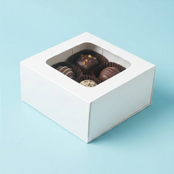 Caixa Gaveta com Visor Nº1 (8cm x 8cm x 4cm) Branca 10 unidades Assk Rizzo Confeitaria