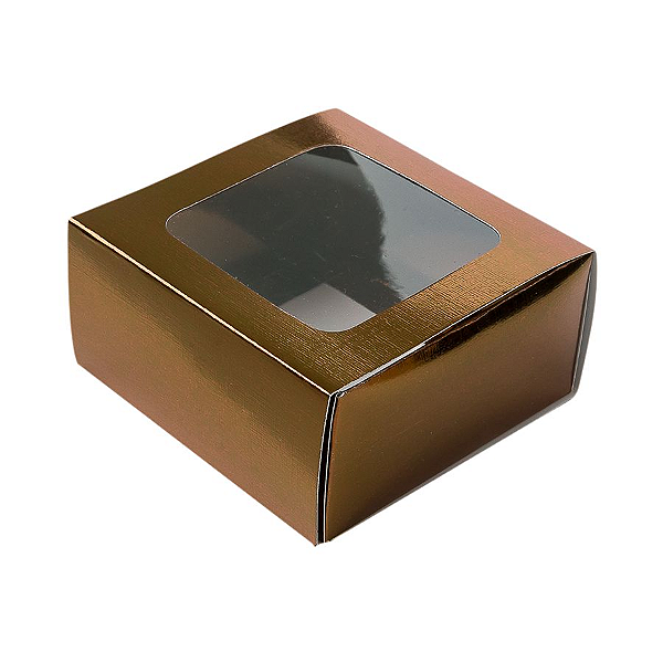 Caixa Gaveta com Visor Nº1 (8cm x 8cm x 4cm) Bronze 10 unidades Assk Rizzo Confeitaria