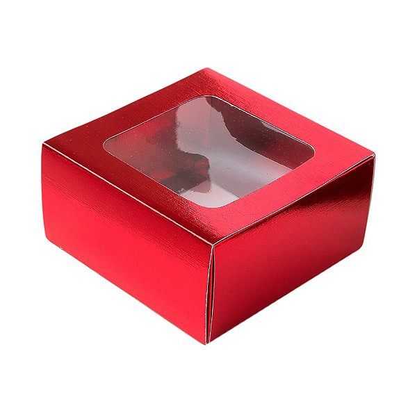 Caixa Gaveta com Visor Nº1 (8cm x 8cm x 4cm) Vermelha 10 unidades Assk Rizzo Confeitaria